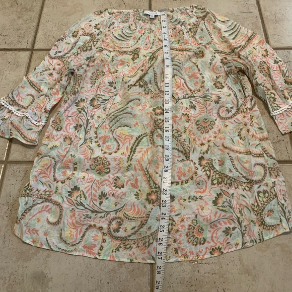 New Directions Boho Paisley Smocked Blouse - Size XL - Picture 6 of 6